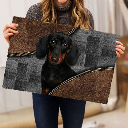 Dachshund Welcome Doormat, Love Dachshund Weiner Doxie Brown Pattern Gift For Dog Lover Welcome Doormat, Pets Home Decor Door Mat