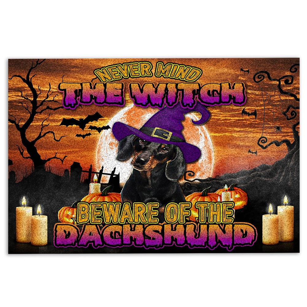 Dachshund Welcome Doormat, Never Mind The Witch Beware The Dachshund Weiner Doxie Dog Welcome Doormat, Pets Home Decor Door Mat