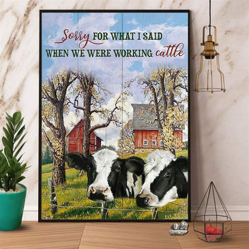 Dairy Cow Sorry For What I Said Farmer Canvas, Farm Canvas, Farm Art Decor