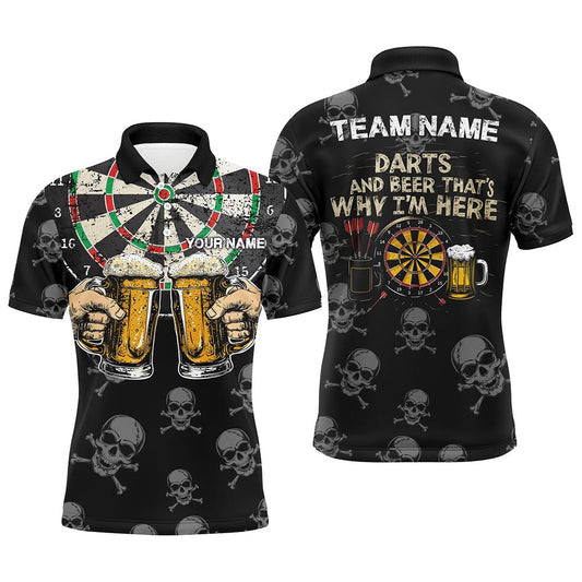 Darts And Beer That's Why I'm Here Custom Skull Darts Shirts For Men Best Drinking Darts Polo, Darts Team Polo Shirt