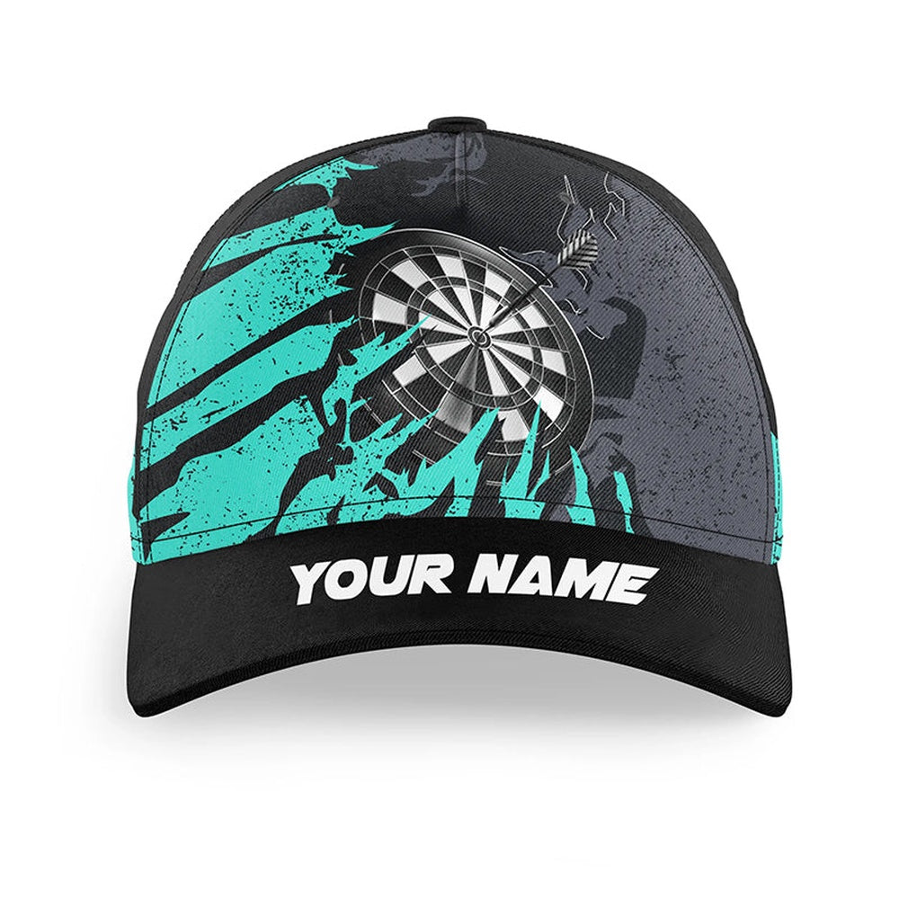 Darts Board Turquoise Grunge Style 3D Printed Baseball Darts Cap Custom Top Hats Darts, Darts Team Cap Hats