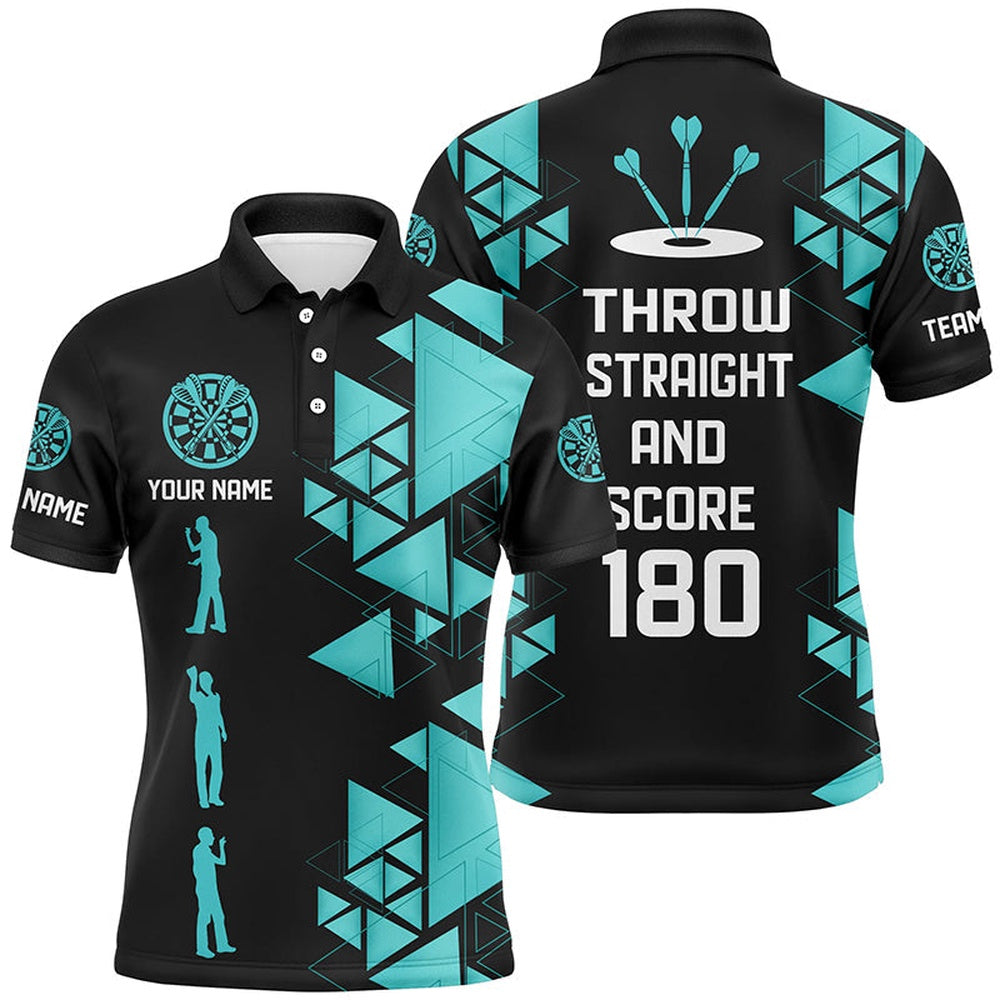Darts Throw Straight And Score 180 Funny Dart Shirts For Men Custom Dart Saying Shirts Dart Polo, Darts Team Polo Shirt