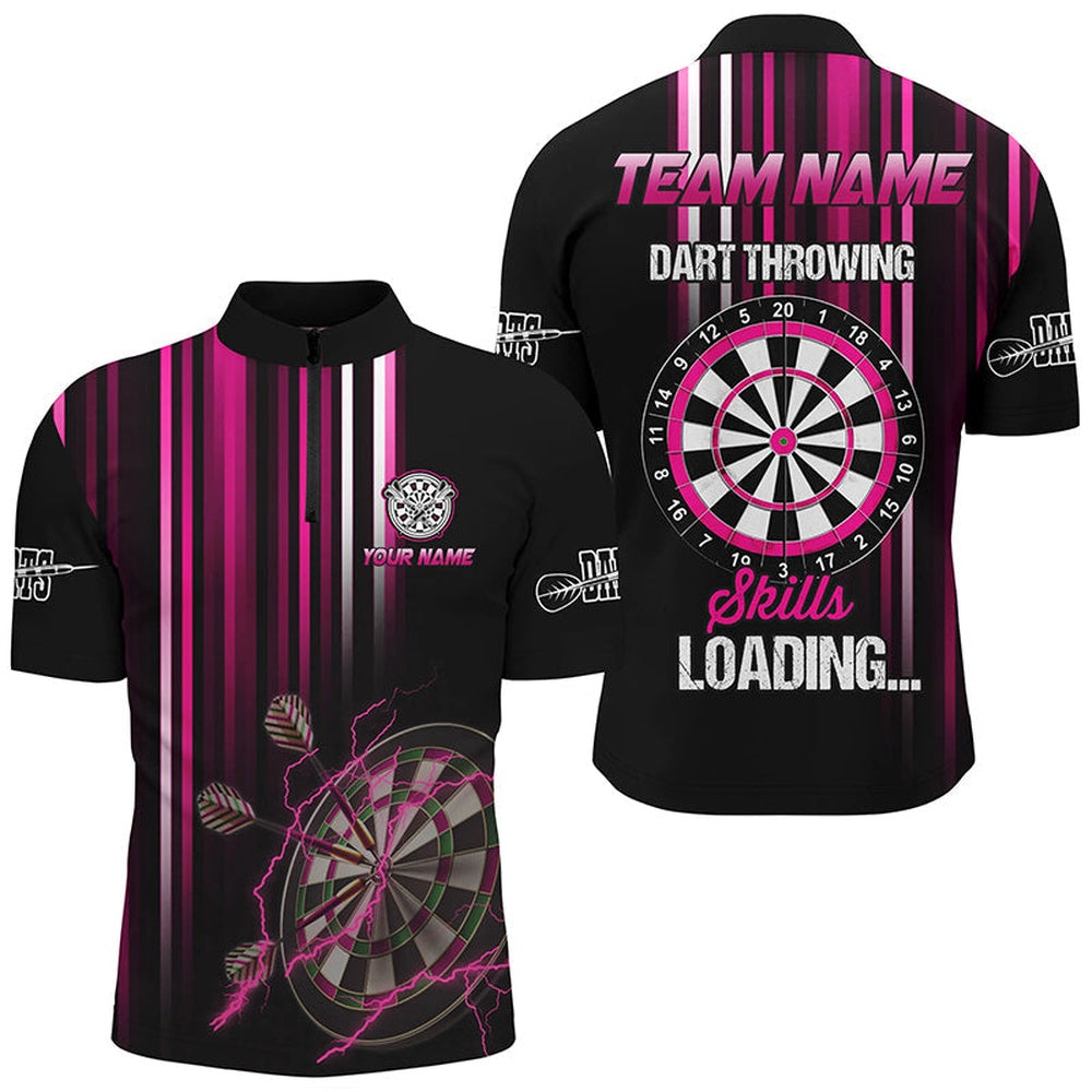 Darts Throwing Skills Loading Custom Pink Darts Shirts For Men Custom Funny Darts Apparel Jersey, Darts Team Jersey Shirt