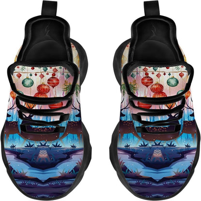 Decorating The Pine Forest On Christmas Night Max Soul Shoes, Christmas Sneakers, Christmas Shoes, Christmas Clunky Sneaker