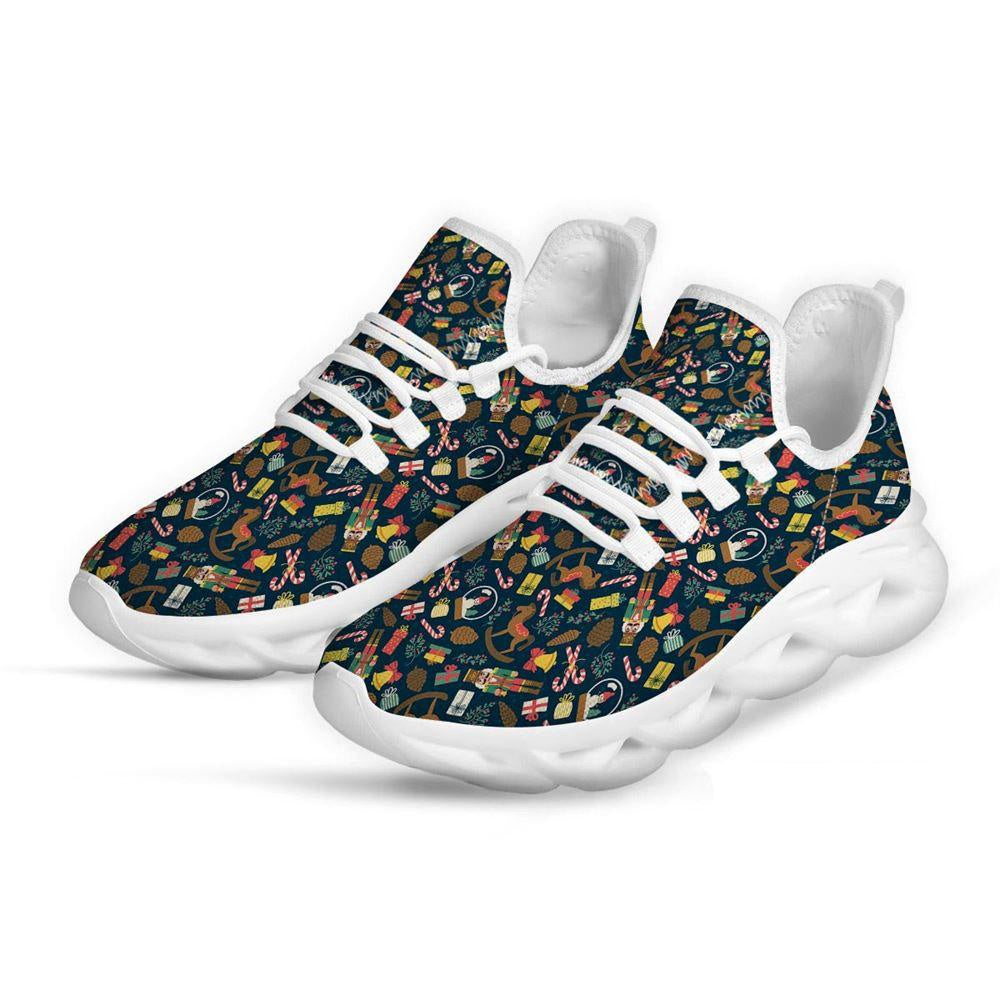 Decorations Christmas Print Pattern White Max Soul Shoes, Christmas Sneakers, Christmas Shoes, Christmas Clunky Sneaker