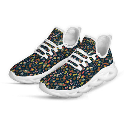 Decorations Christmas Print Pattern White Max Soul Shoes, Christmas Sneakers, Christmas Shoes, Christmas Clunky Sneaker