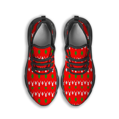 Deer Argyle Christmas Print Pattern Black Max Soul Shoes, Christmas Sneakers, Christmas Shoes, Christmas Clunky Sneaker