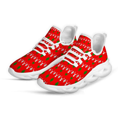 Deer Argyle Christmas Print Pattern White Max Soul Shoes, Christmas Sneakers, Christmas Shoes, Christmas Clunky Sneaker