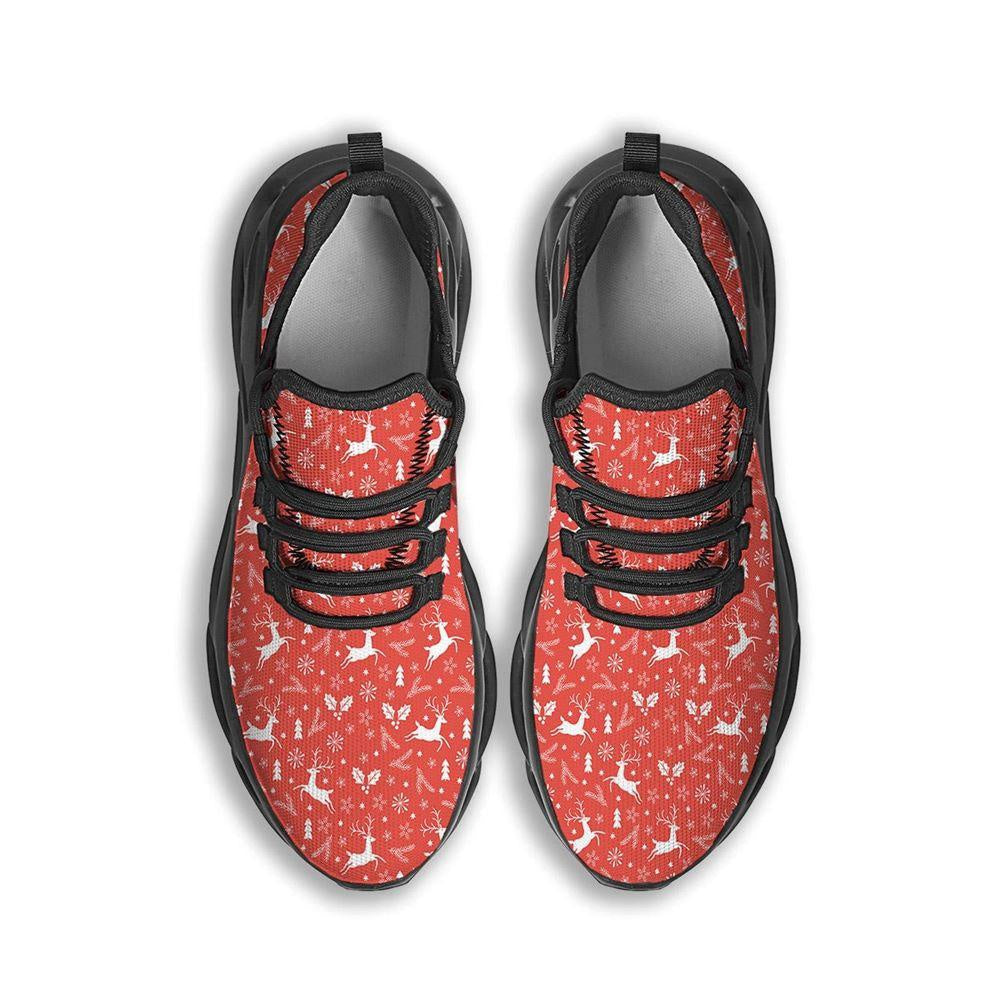 Deer Christmas Print Pattern Black Max Soul Shoes, Christmas Sneakers, Christmas Shoes, Christmas Clunky Sneaker