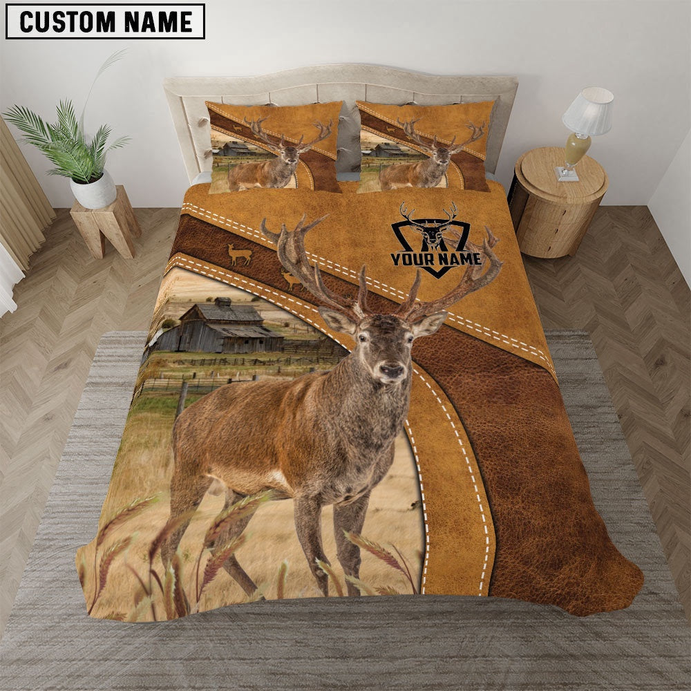 Deer Hunting Customized Bedding Set, Farm Bedding Set, Farmhouse Bedding Set