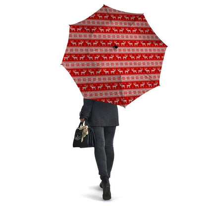 Deer Knitted Christmas Print Pattern Umbrella, Christmas Umbrella, Xmas Umbrella