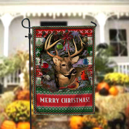 Deer Merry Christmas Garden FlagXmas, Garden Flags, Outdoor Xmas Flags, Christmas Outdoor Decor