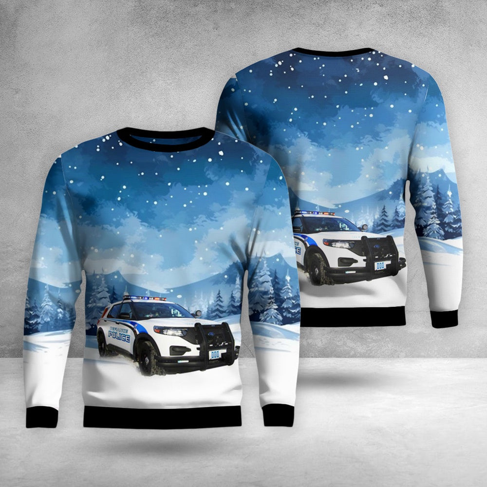 Defiance,Ohio Police Department 2020-21 Ford Police Interceptor Utility Christmas AOP Sweater, Christmas Ugly Sweater, Sweater Xmas, Ugly Sweater
