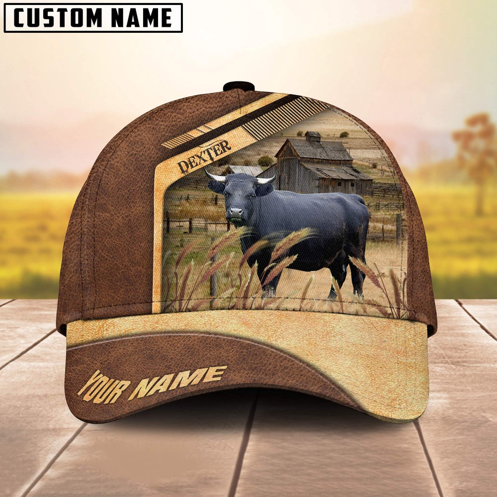 Dexter Cattle Customized Name Brown Farm Cap, Farmer Cap, Vintage Farmer Hat, Mens Farmer Hats, Cap For Farmers