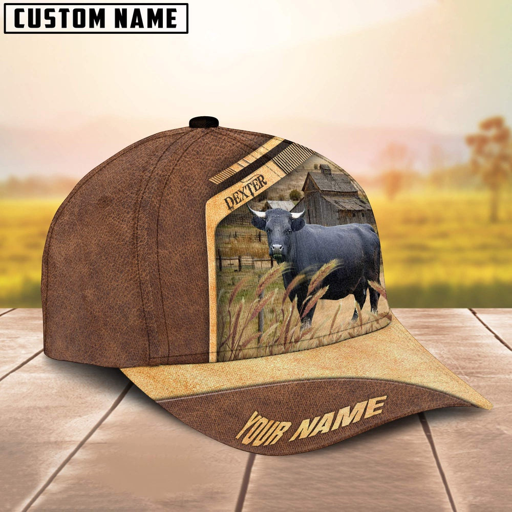 Dexter Cattle Customized Name Brown Farm Cap, Farmer Cap, Vintage Farmer Hat, Mens Farmer Hats, Cap For Farmers