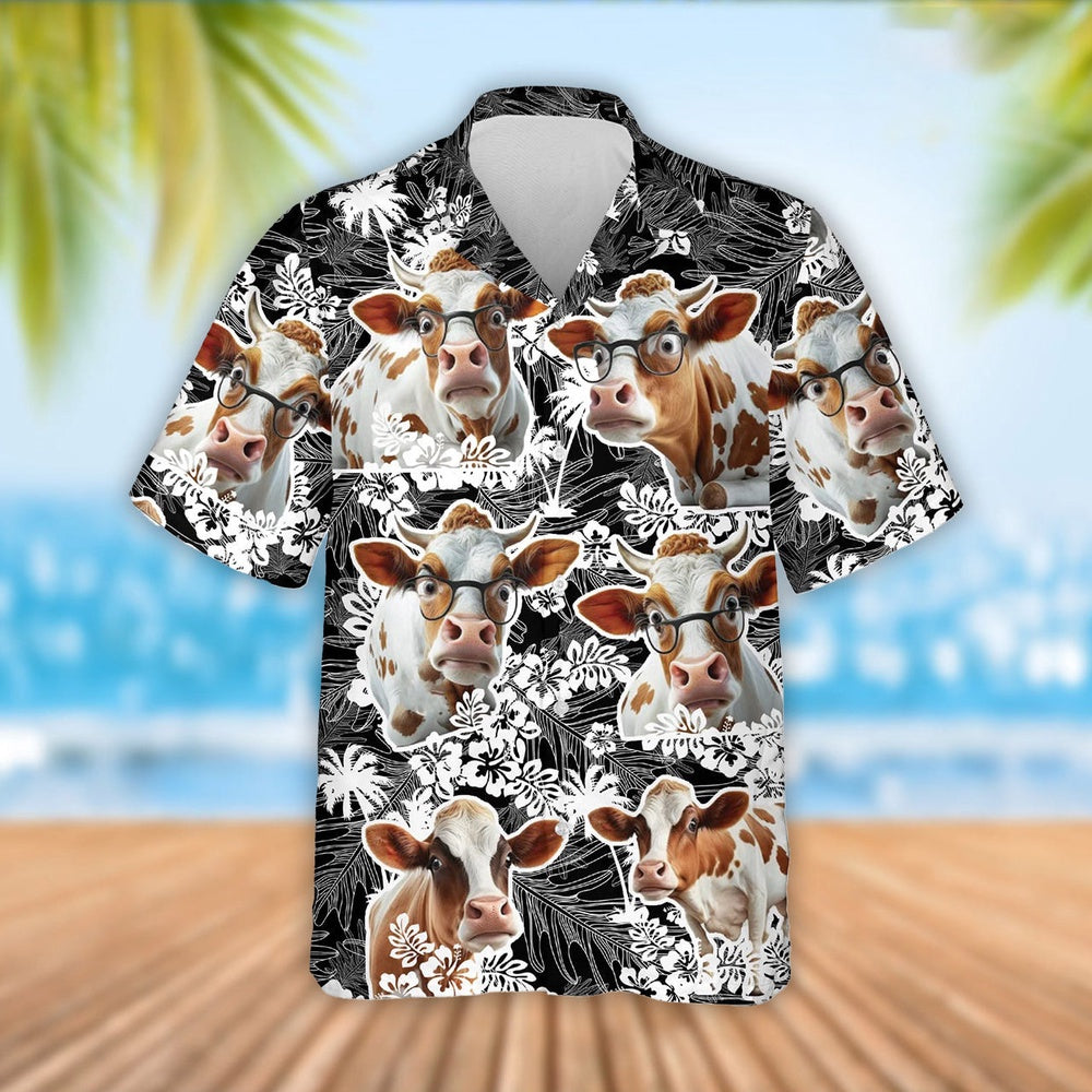 Dexter Cattle Palm Tree Pattern Hawaiian Shirt, Farm Hawaiian Shirt, Farmer Hawaii