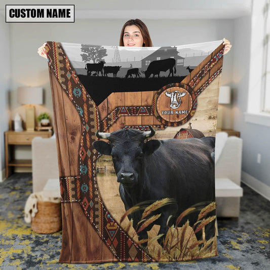 Dexter Custom Name Brocade Pattern Blanket, Farm Blanket, Farm Animal Blanket