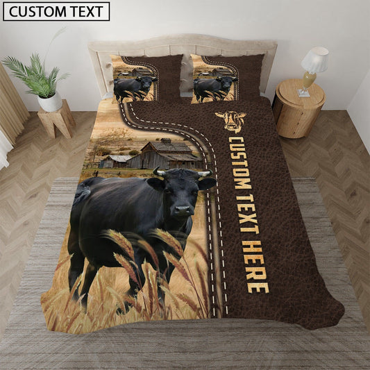 Dexter Custom Text Leather Pattern Bedding Set, Farm Bedding Set, Farmhouse Bedding Set