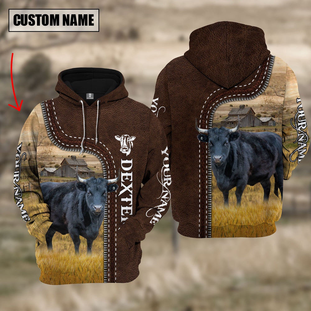 Dexter Farming Leather Pattern Personalized 3D Hoodie, Farmer Hoodie, Custom Farm Shirts, Farmer T Shirt