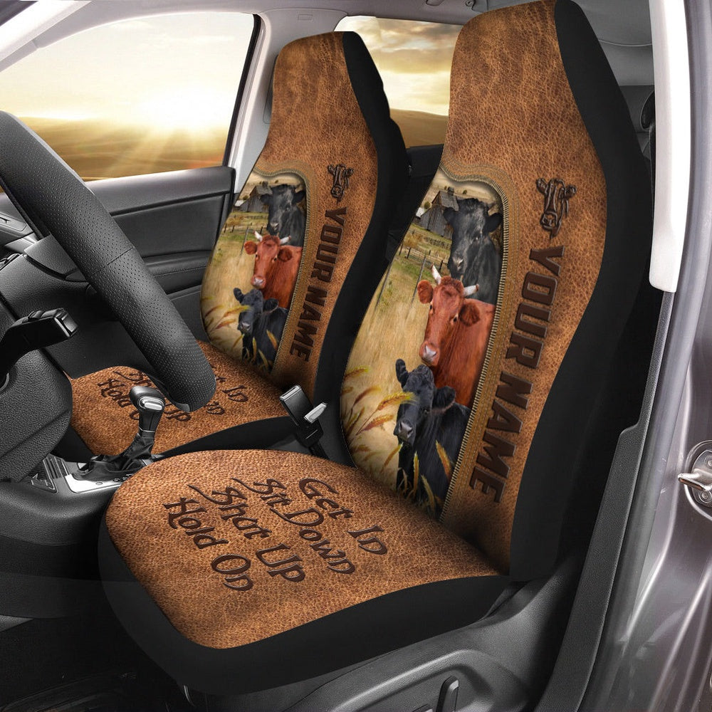 Dexter Happiness Personalized Name Leather Pattern Car Seat Cover, Car Seat Cover, Farm Car Seat Cover, Pet Seat Covers