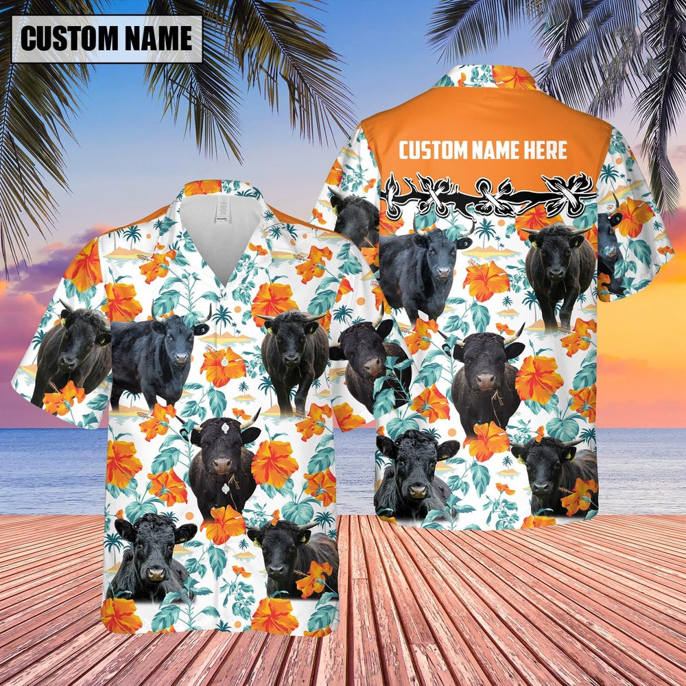 Dexter Hibiscus Floral Custom Name Hawaiian Shirt, Farm Hawaiian Shirt, Farmer Hawaii