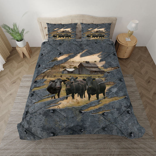 Dexter On The Farm Customized Name Bedding Set, Farm Bedding Set, Farmhouse Bedding Set