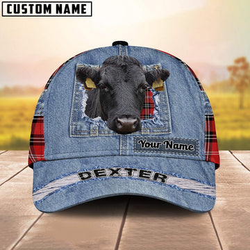 Dexter Overall Jeans Pattern And Red Caro Pattern Customized Name Cap, Farmer Cap, Vintage Farmer Hat, Mens Farmer Hats, Cap For Farmers