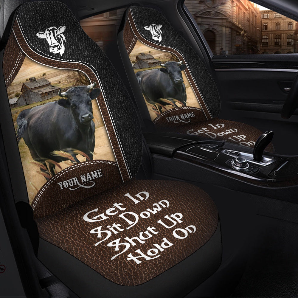 Dexter Personalized Name Black And Brown Leather Pattern Car Seat Cover, Car Seat Cover, Farm Car Seat Cover, Pet Seat Covers