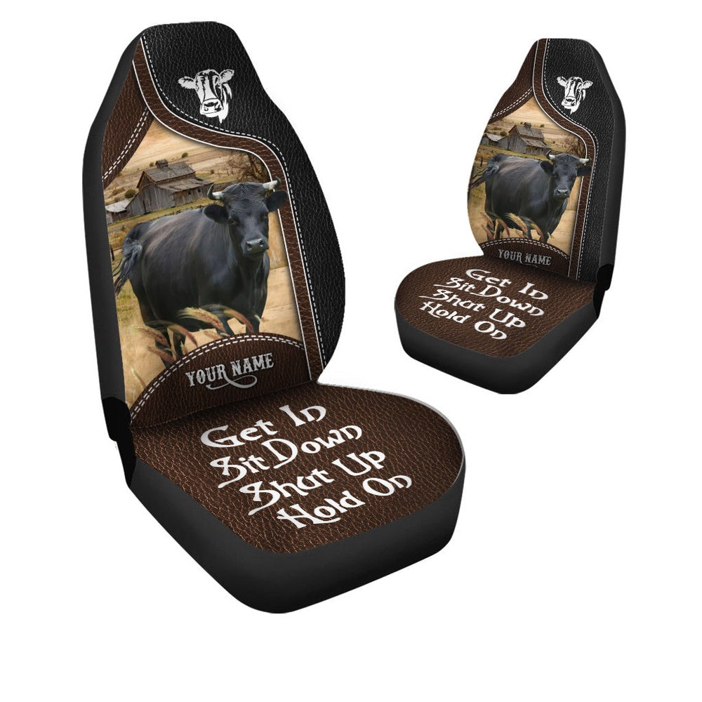 Dexter Personalized Name Black And Brown Leather Pattern Car Seat Cover, Car Seat Cover, Farm Car Seat Cover, Pet Seat Covers