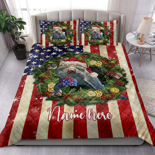 Dolphin Wearingmas Hat Wreath Bedding Set, Christmas Beddings, Xmas Bedding Sets