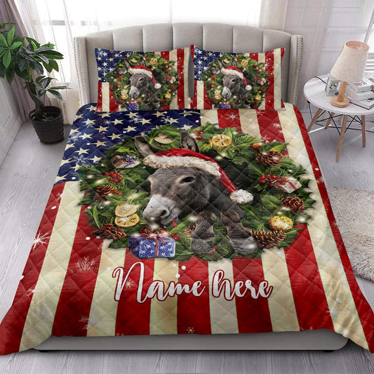 Donkey Wearingmas Hat Wreath Bedding Set, Christmas Beddings, Xmas Bedding Sets