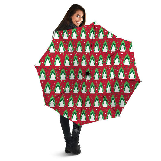 Dots Merry Christmas Print Pattern Umbrella, Christmas Umbrella, Xmas Umbrella