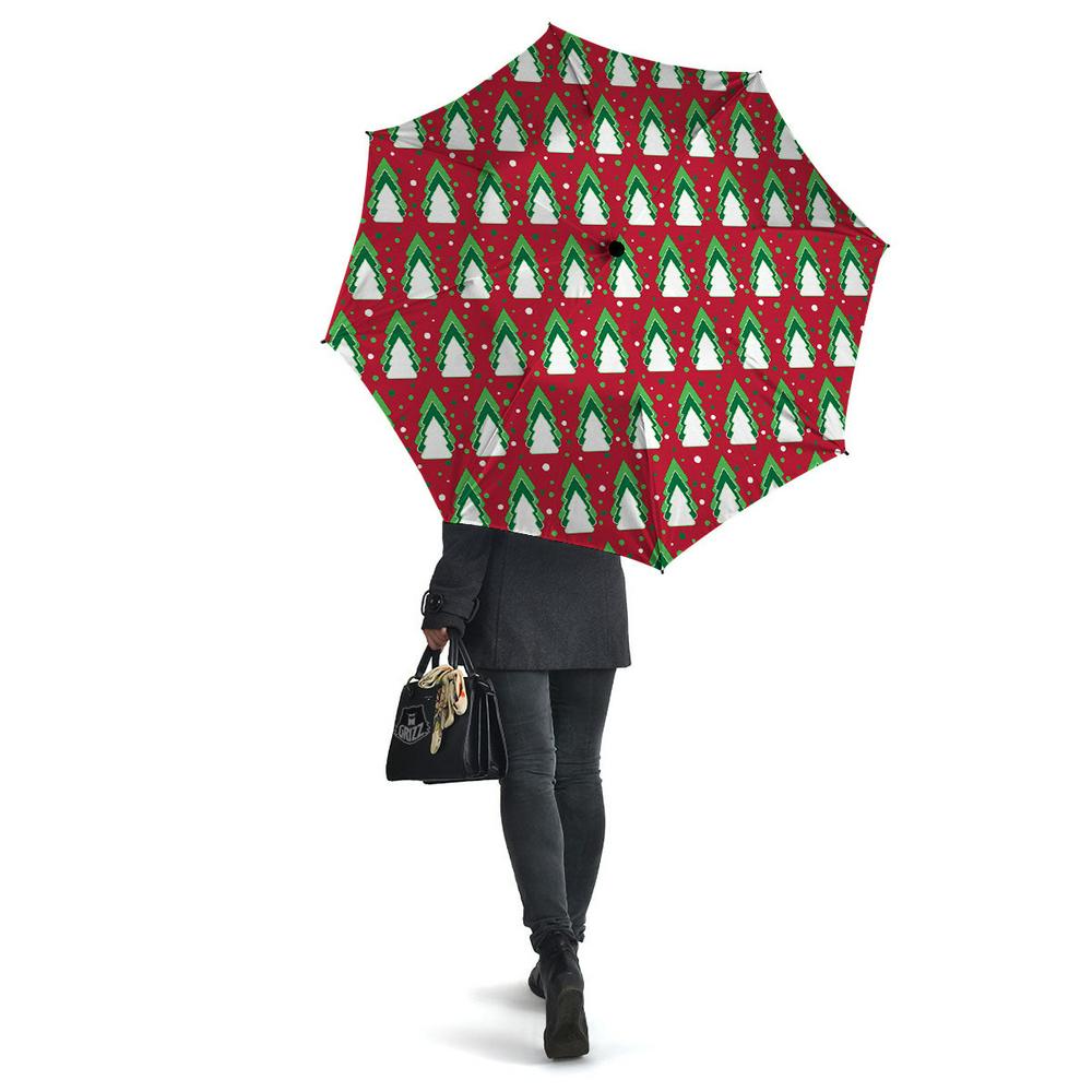 Dots Merry Christmas Print Pattern Umbrella, Christmas Umbrella, Xmas Umbrella