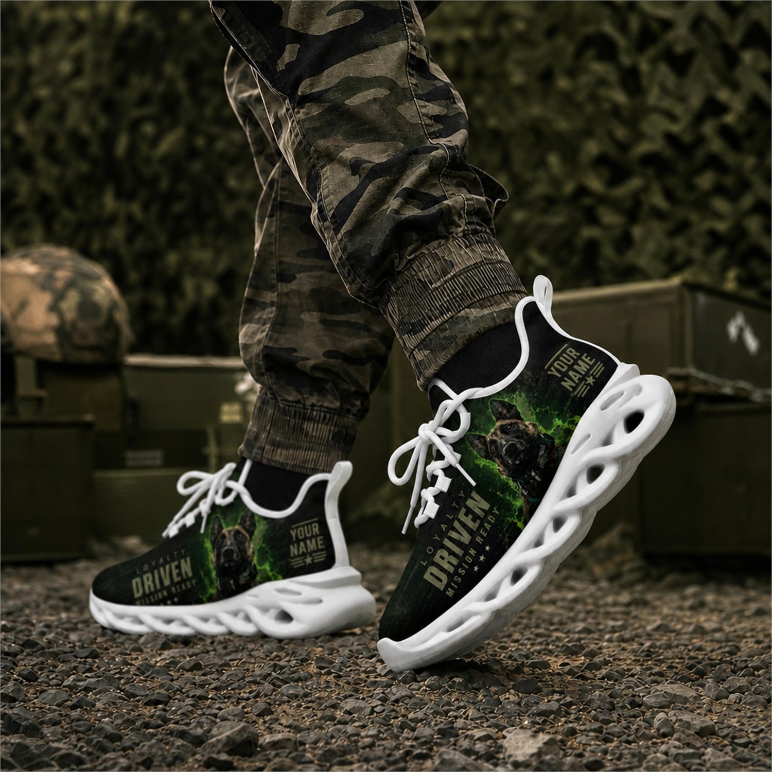 Custom Name Driven Bear Veteran Max Soul Shoes, Veteran Sneaker