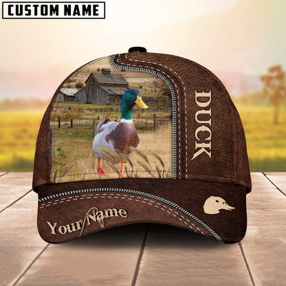 Duck Customized Name Leather Pattern Cap, Farmer Cap, Vintage Farmer Hat, Mens Farmer Hats, Cap For Farmers