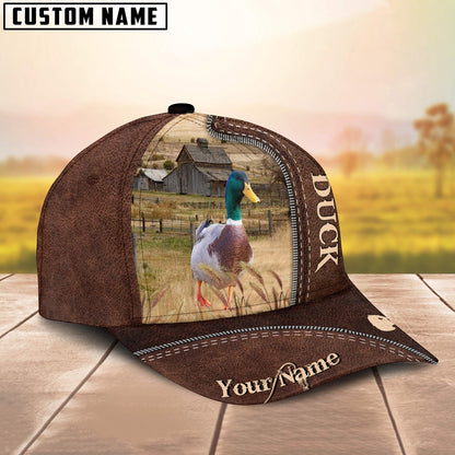 Duck Customized Name Leather Pattern Cap, Farmer Cap, Vintage Farmer Hat, Mens Farmer Hats, Cap For Farmers