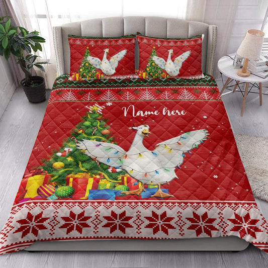Duck Farmmas Tree String Light Bedding Set, Christmas Beddings, Xmas Bedding Sets