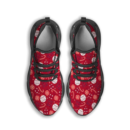 Elements Merry Christmas Print Pattern Black Max Soul Shoes, Christmas Sneakers, Christmas Shoes, Christmas Clunky Sneaker