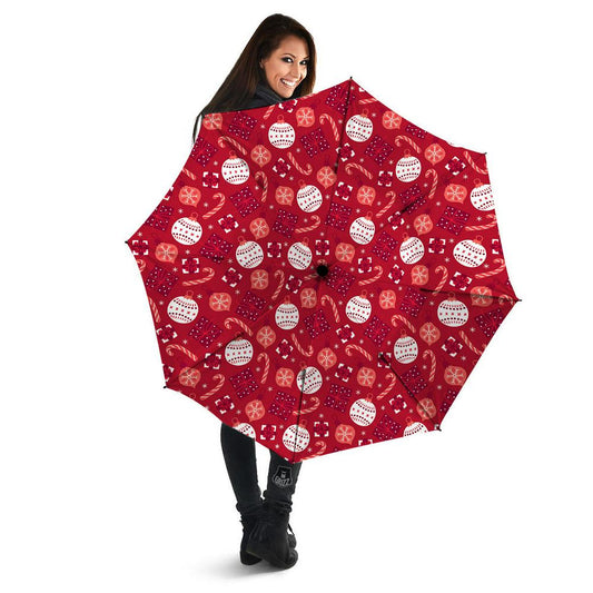 Elements Merry Christmas Print Pattern Umbrella, Christmas Umbrella, Xmas Umbrella