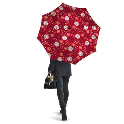 Elements Merry Christmas Print Pattern Umbrella, Christmas Umbrella, Xmas Umbrella