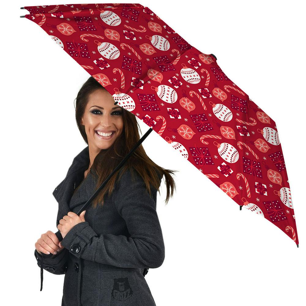 Elements Merry Christmas Print Pattern Umbrella, Christmas Umbrella, Xmas Umbrella
