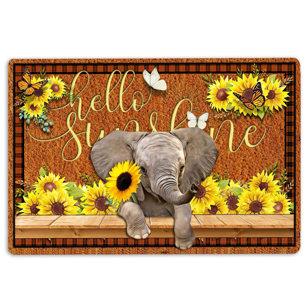 Elephant Welcome Doormat, Elephant Hello Sunflower Butterfly Welcome Doormat, Pets Home Decor Door Mat