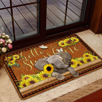 Elephant Welcome Doormat, Elephant Hello Sunflower Butterfly Welcome Doormat, Pets Home Decor Door Mat