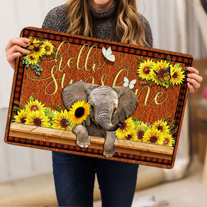 Elephant Welcome Doormat, Elephant Hello Sunflower Butterfly Welcome Doormat, Pets Home Decor Door Mat
