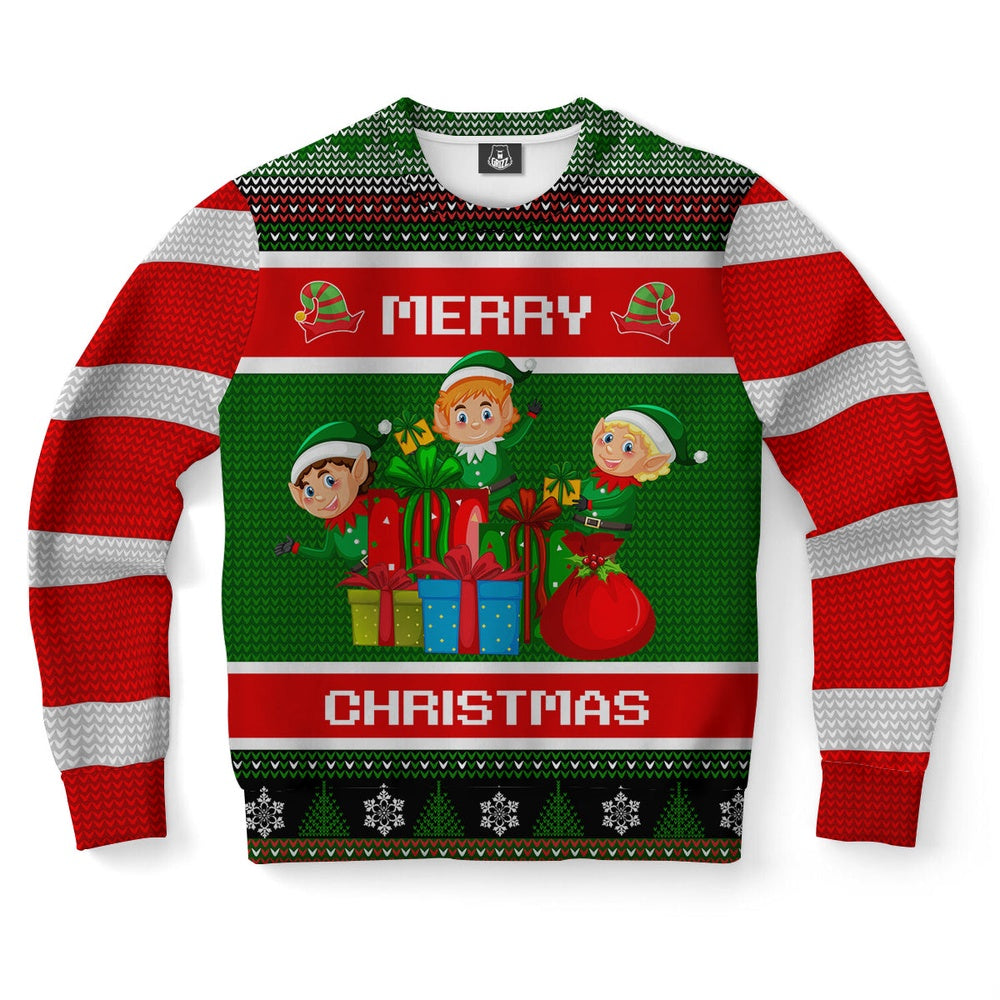 Elf And Gift Ugly Christmas Sweater, Christmas Ugly Sweater, Sweater Xmas, Ugly Sweater