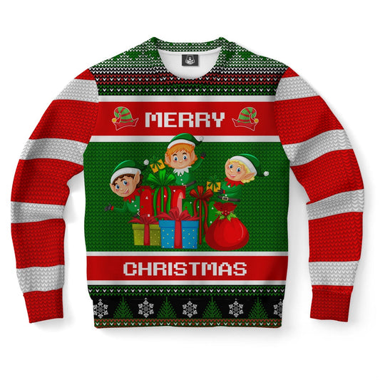Elf And Gift Ugly Christmas Sweater, Christmas Ugly Sweater, Sweater Xmas, Ugly Sweater