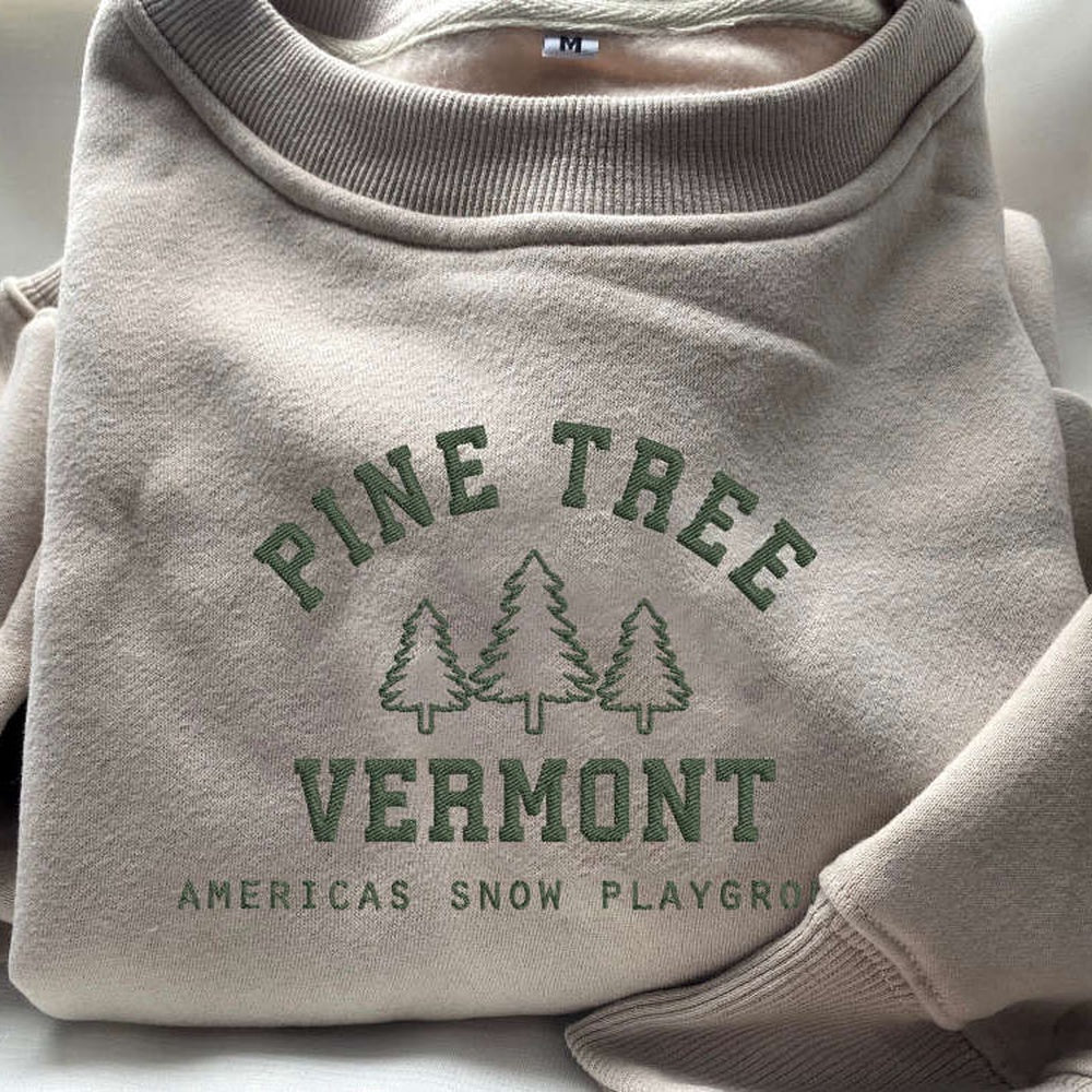 Embroidered Pine Tree Christmas Sweatshirt, Best Gift For Christmas 2024, Christmas Embroidered, Christmas Gifts