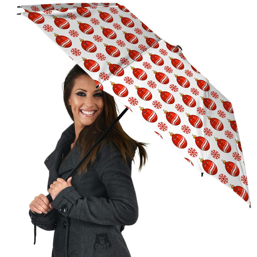 Emoji Cute Christmas Print Pattern Umbrella, Christmas Umbrella, Xmas Umbrella