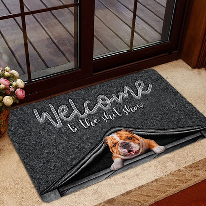 English Bulldog Welcome Doormat, English Bulldog Welcome to The Shitshow Gifts For Dog Lovers Welcome Doormat, Pets Home Decor Door Mat