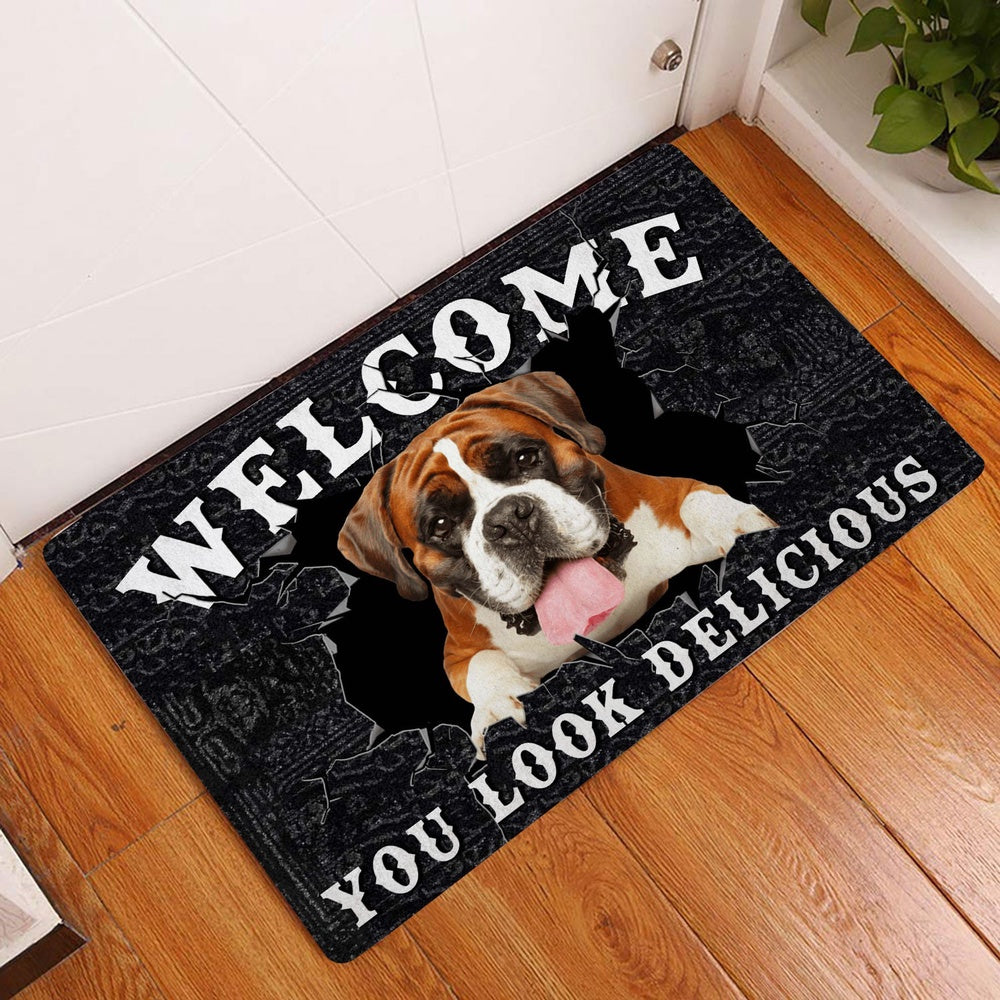 English Bulldog Welcome Doormat, Funny English Bulldog Welcome You Look Delicious Dog Lover Gift Welcome Doormat, Pets Home Decor Door Mat